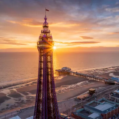 The Blackpool Tower at sunset