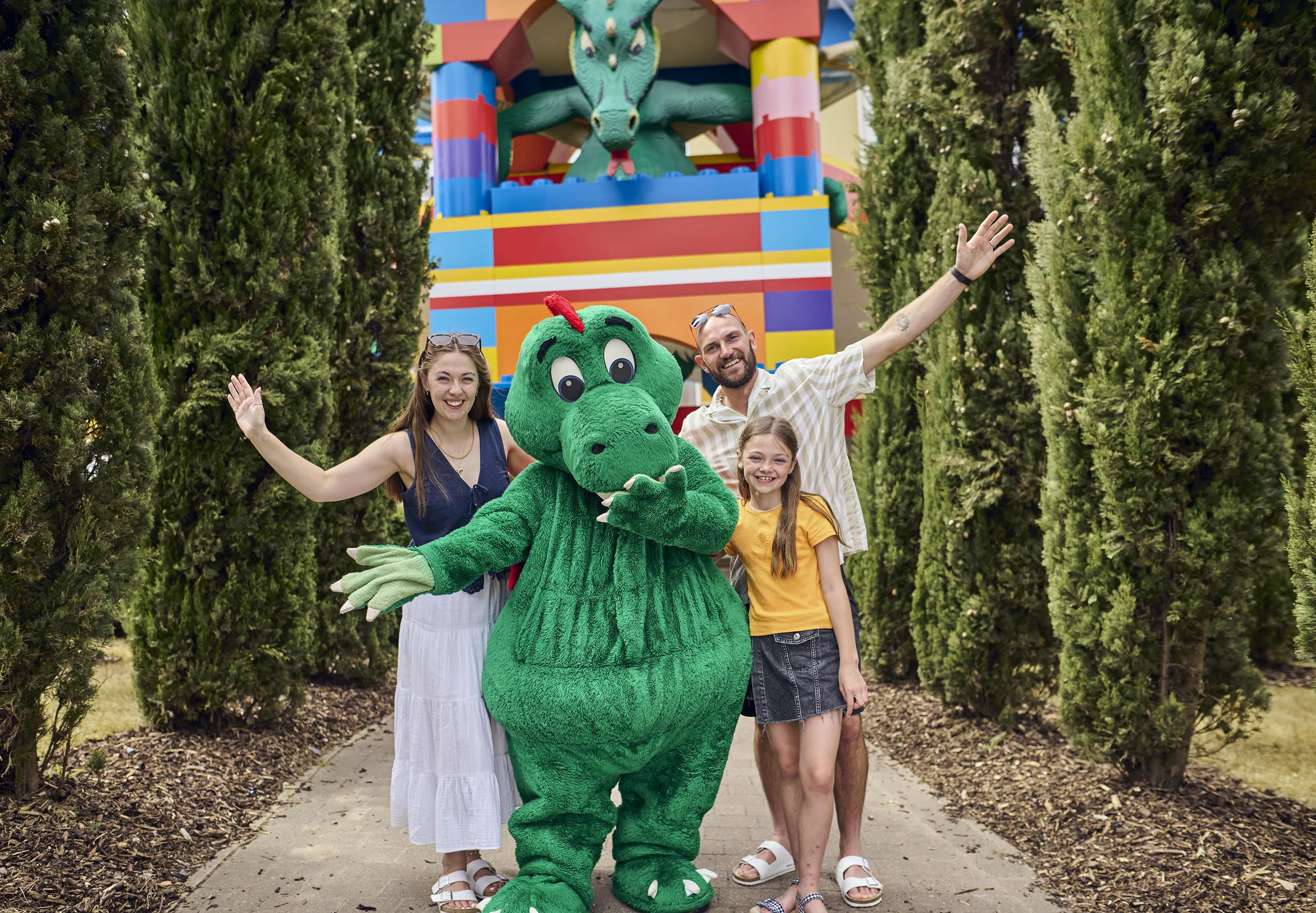 Ollie The Dragon And Guests Outside LEGOLAND Hotel