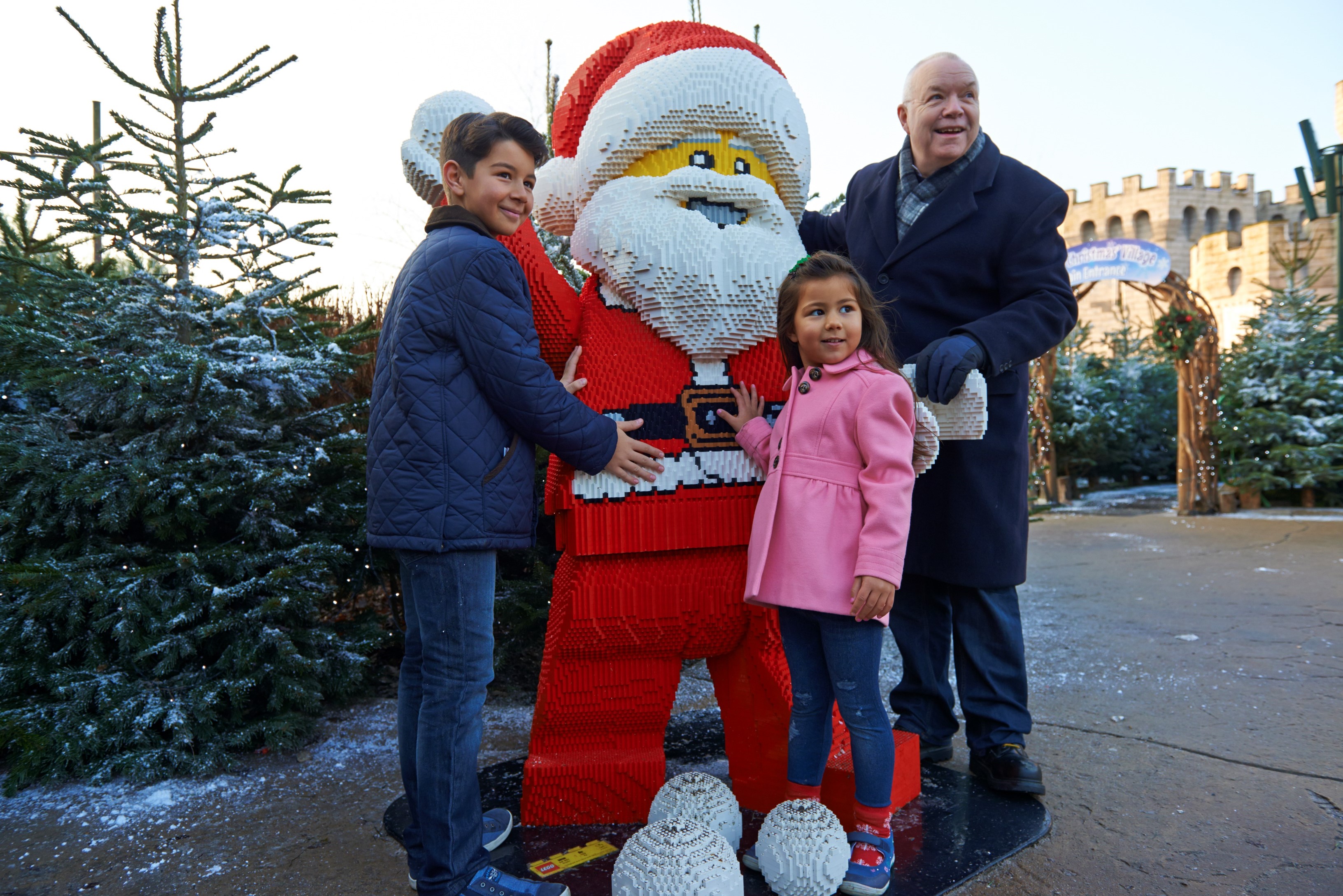 Family with LEGO Santa at LEGOLAND at Christmas