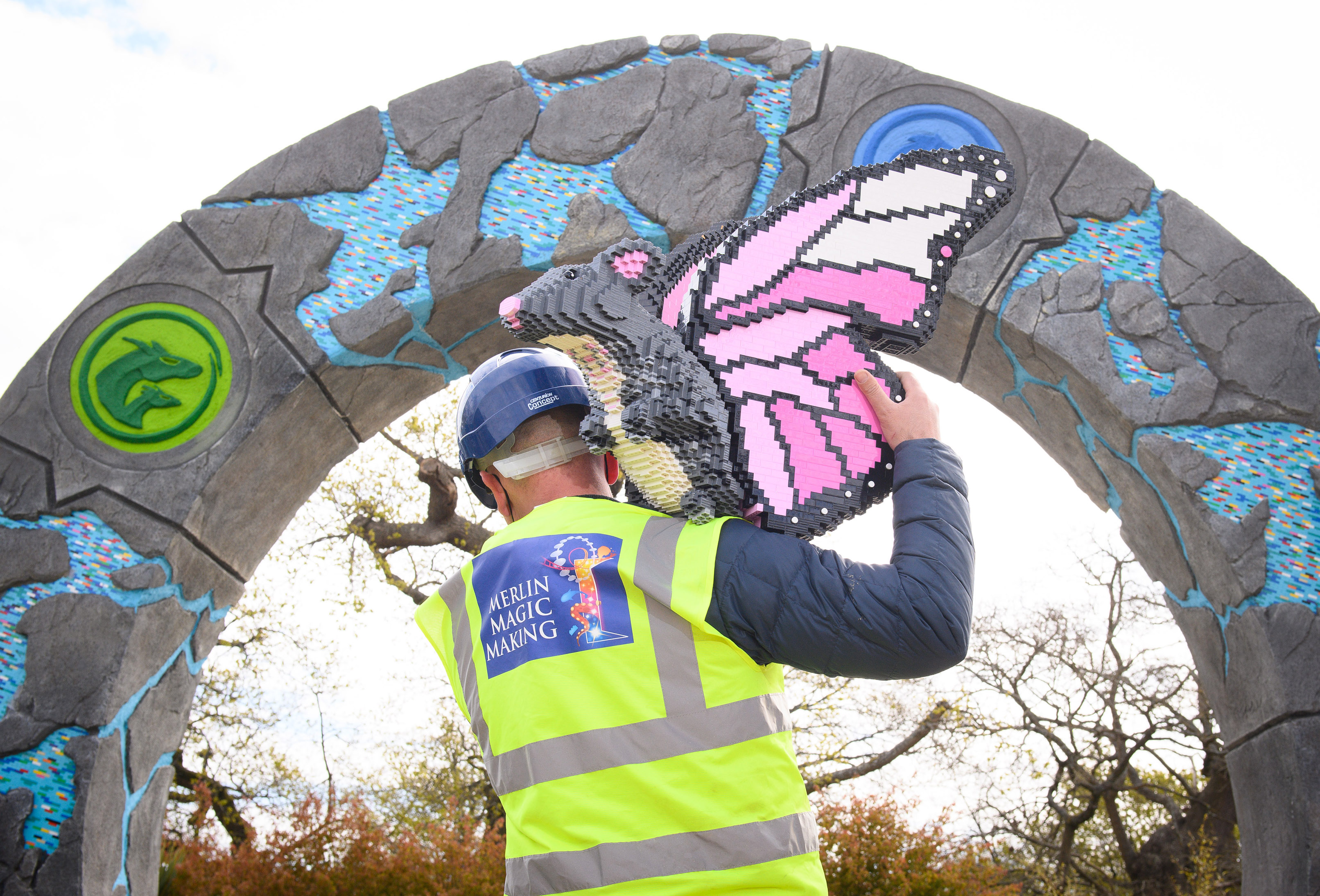 Adding finishing touches to Mouse-Butterfly LEGO Model in LEGO MYTHICA at the LEGOLAND Windsor Resort