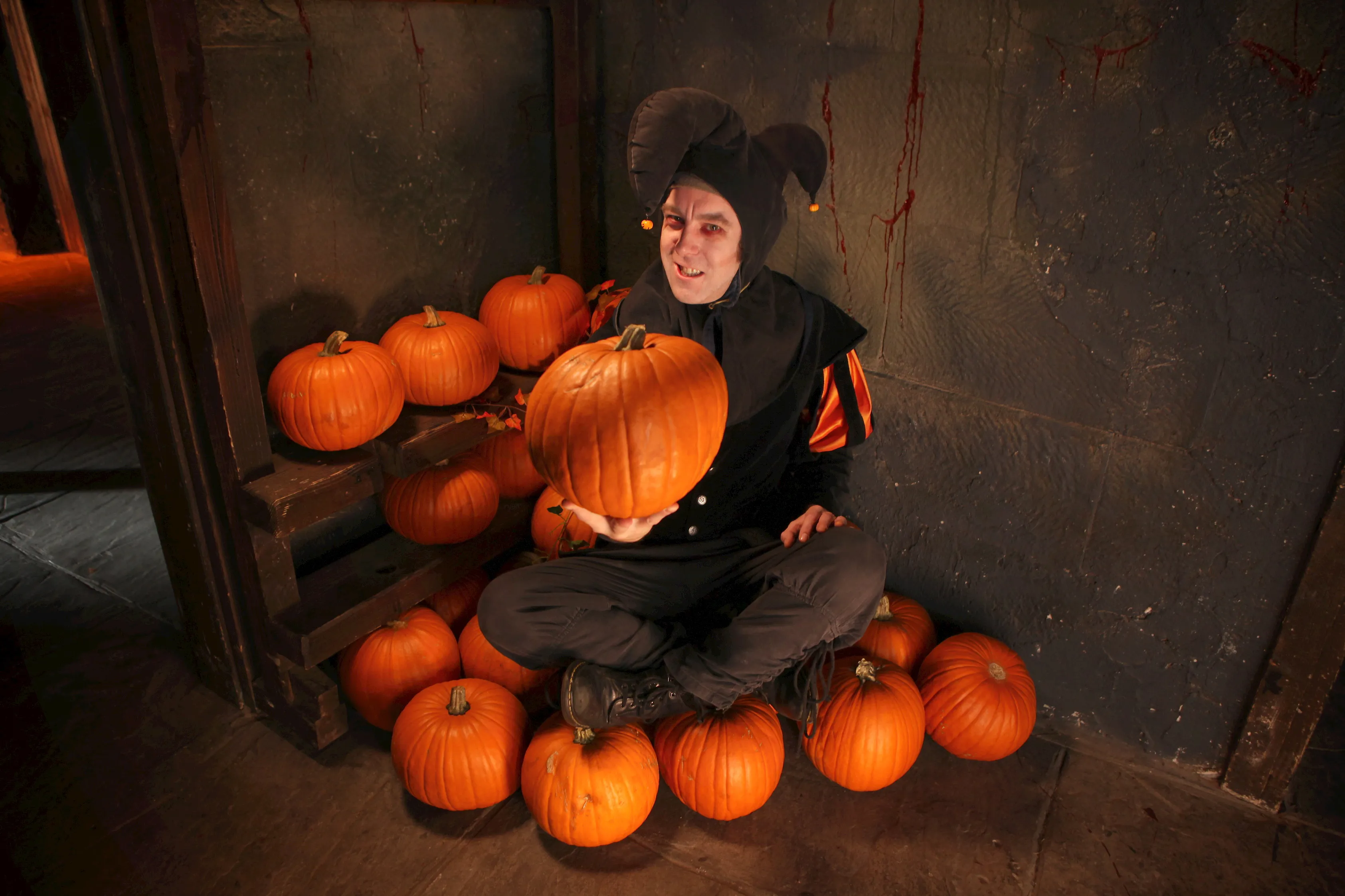 Blackpool Tower Dungeon - the Home of Halloween - Jester with Pumpkins