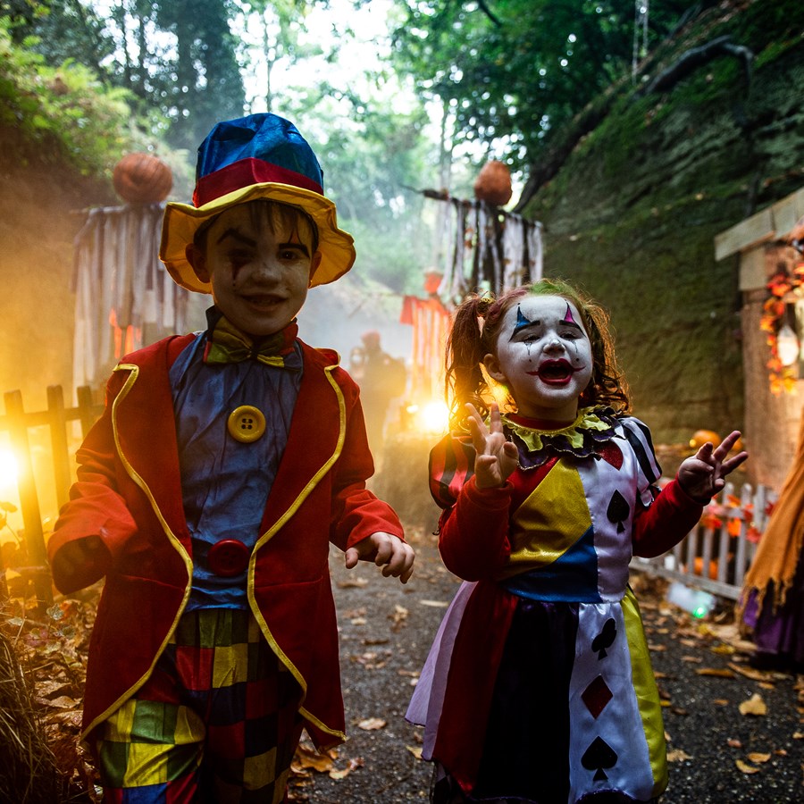 Children in Halloween costumes at Warwick Castle